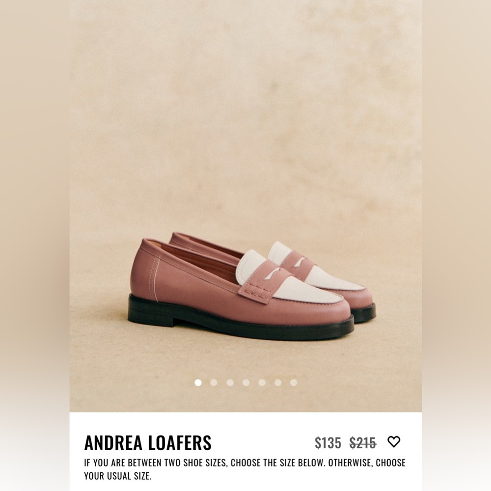 Sézane Andrea Loafers Blush Pink Leather 37 (Like New) - Picture 2 of 10